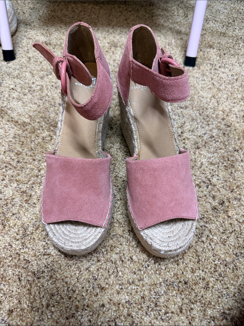 Marc Fisher Pink Suede Espadrille Wedge Sandals